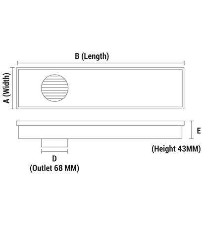 Shower Long Drain Chrome Plated